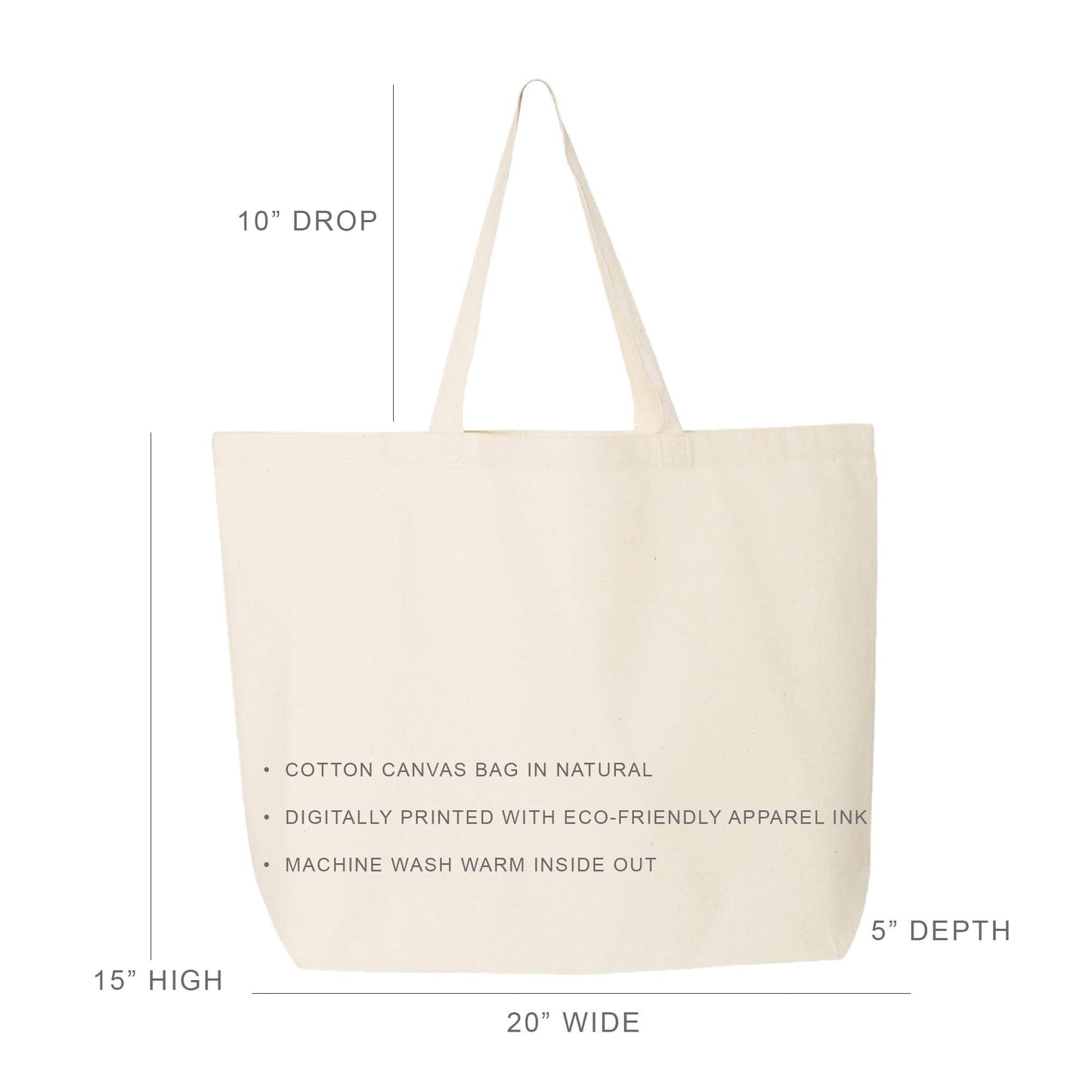 Custom Printed Large Canvas Tote Bag with Your Design
