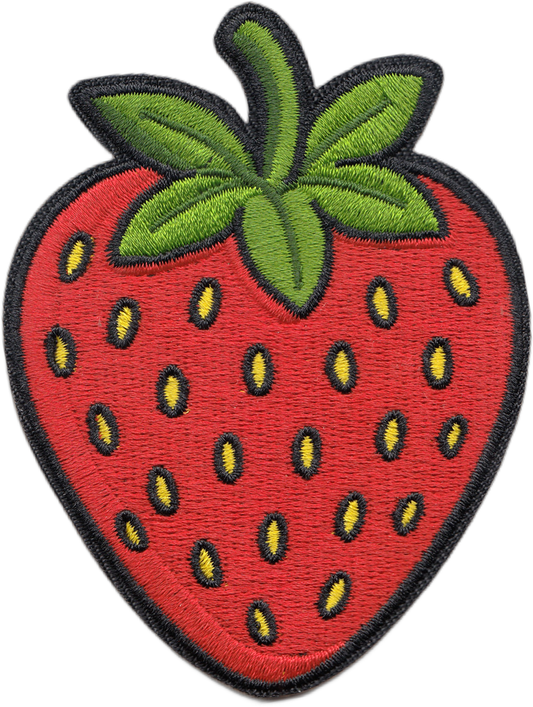 Strawberry Embroidered Iron-On Patch - 3½ Inches