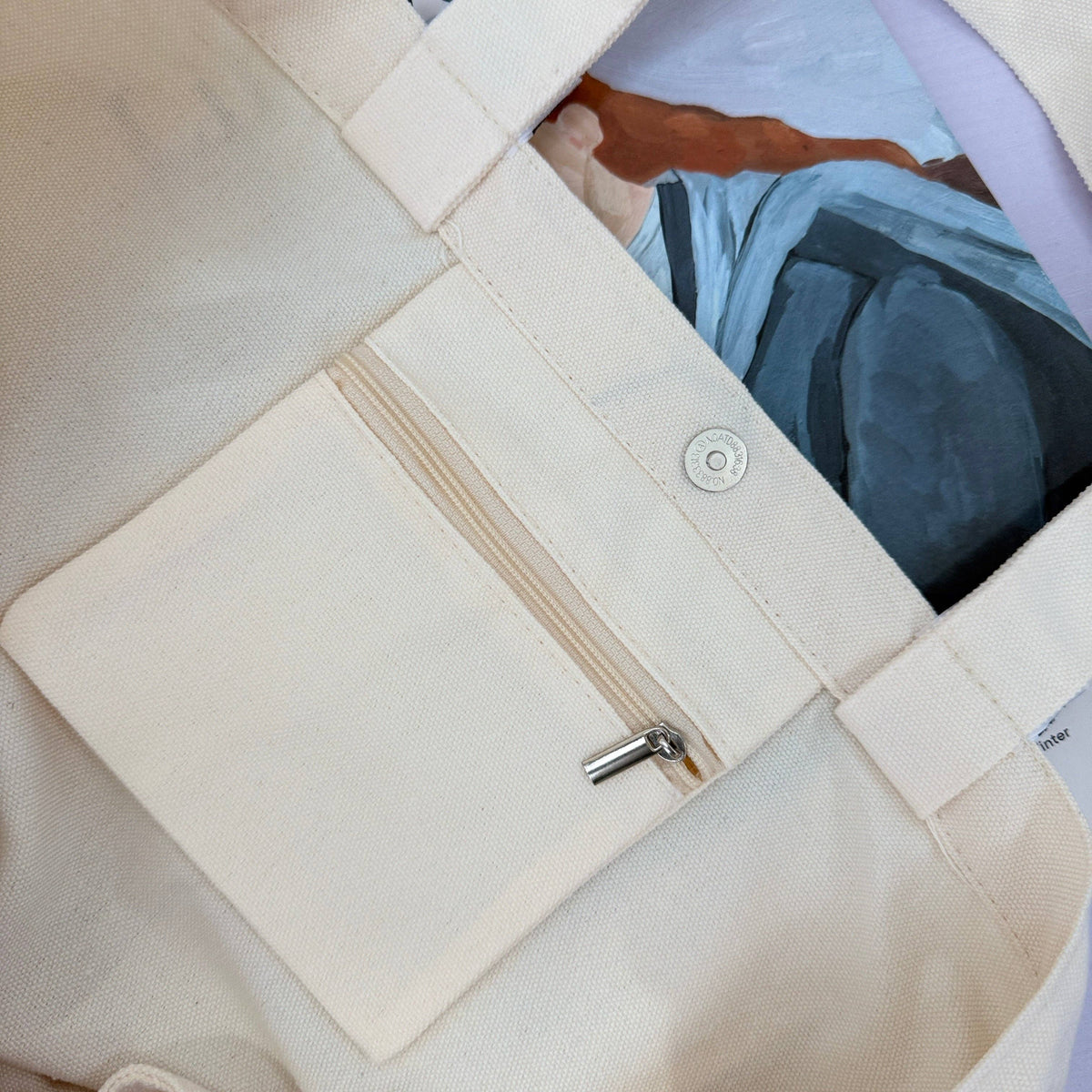 TE: Large white canvas tote bag
