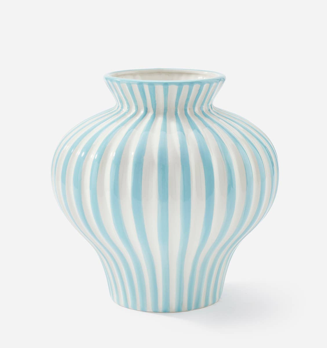 Round Blue Striped Vase