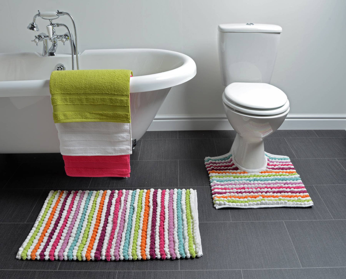 Striped Chunky Bobble Bath Mat - Super Soft & Absorbent