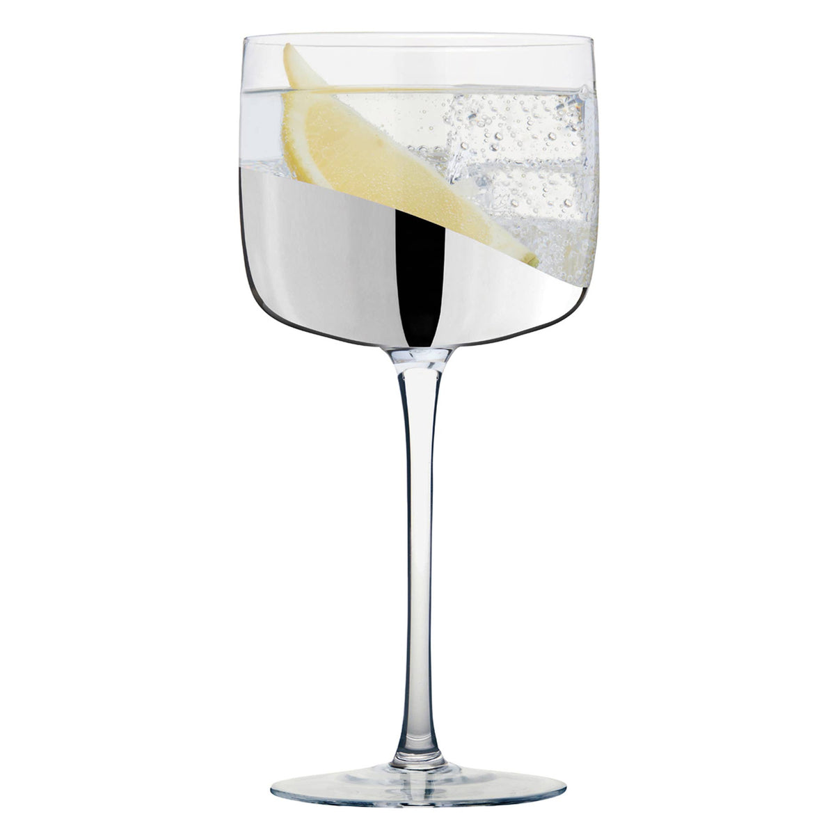 Wave Silver Gin Glasses, Set of 2 – Handcrafted Cocktail Glass Set