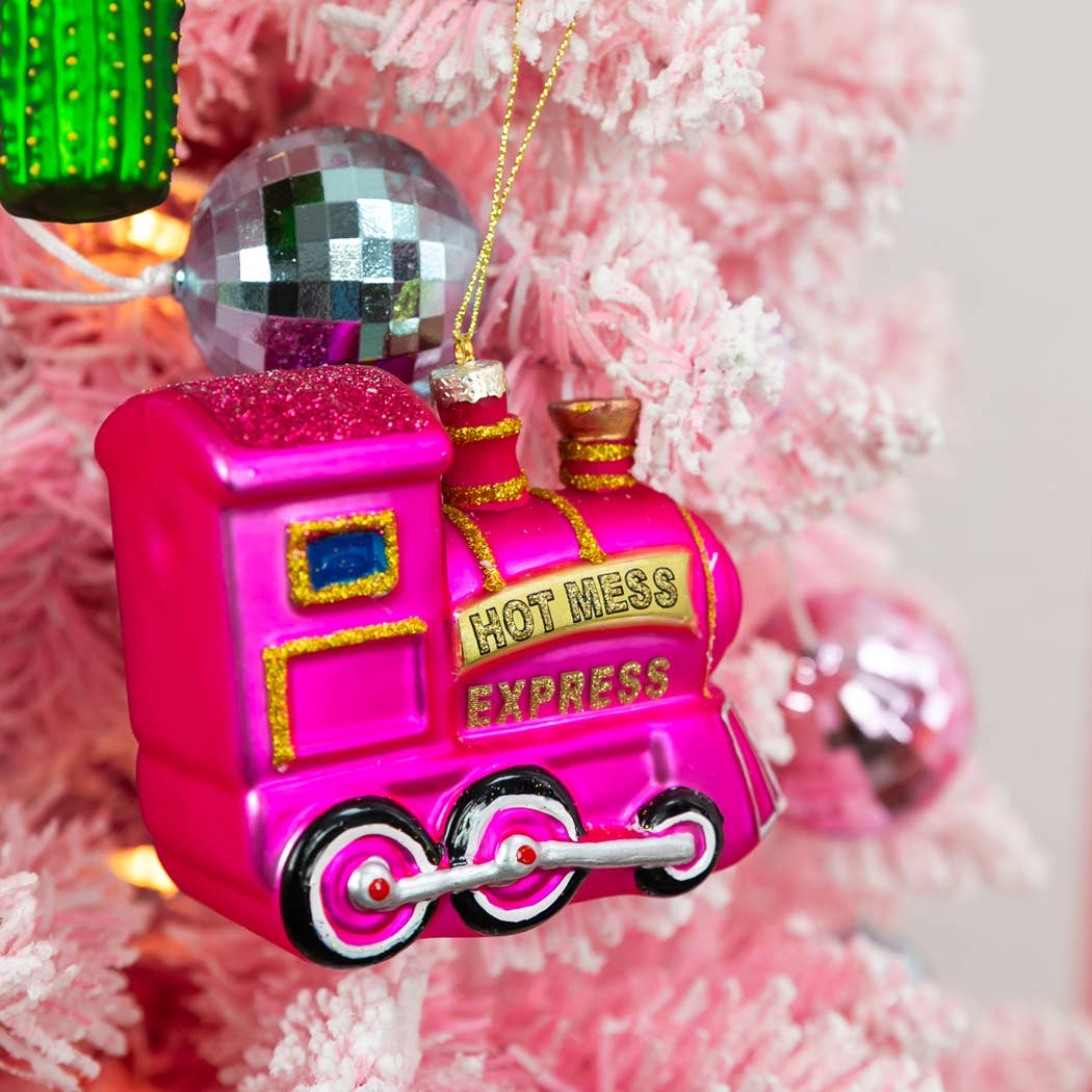 Hot Mess Express - Train Glass Ornament, Funny Holiday Gift