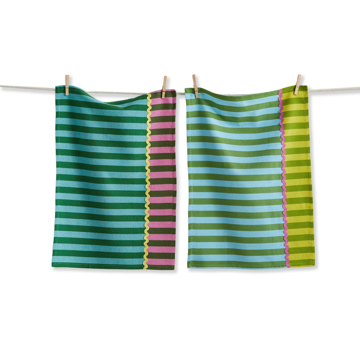 Cabana Stripe Dishtowel Set of 2 Multi Cotton Summer