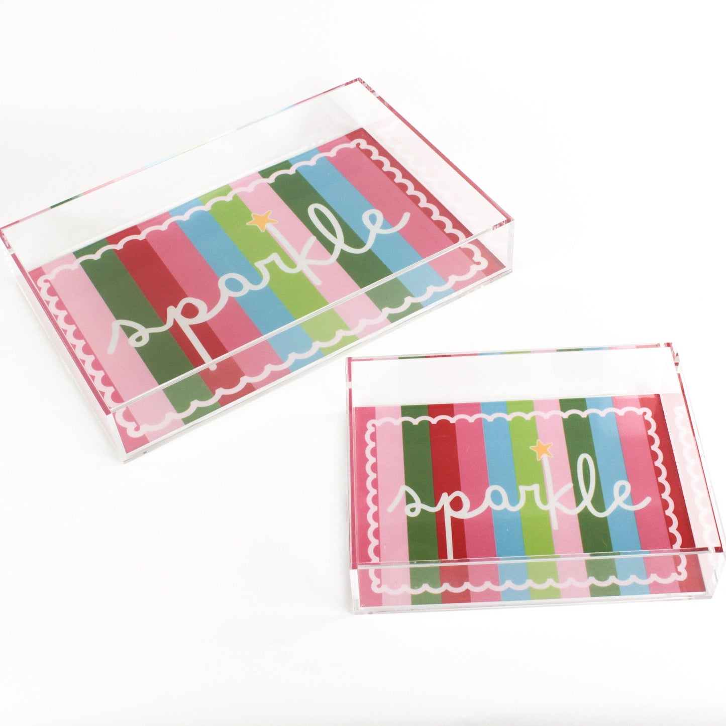 Holiday Sparkle Rectangular Acrylic Tray, 2 Sizes