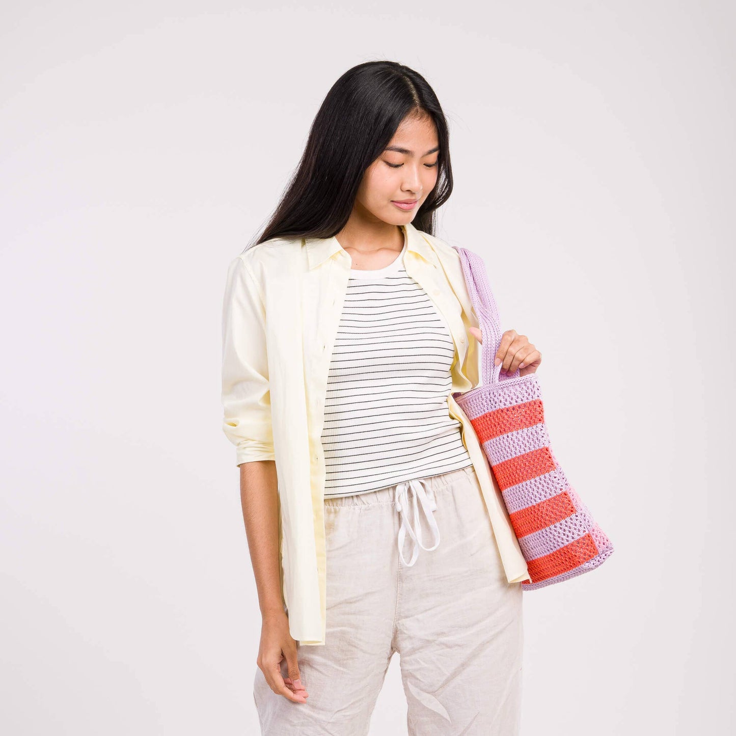 Stripe Raffia Tote