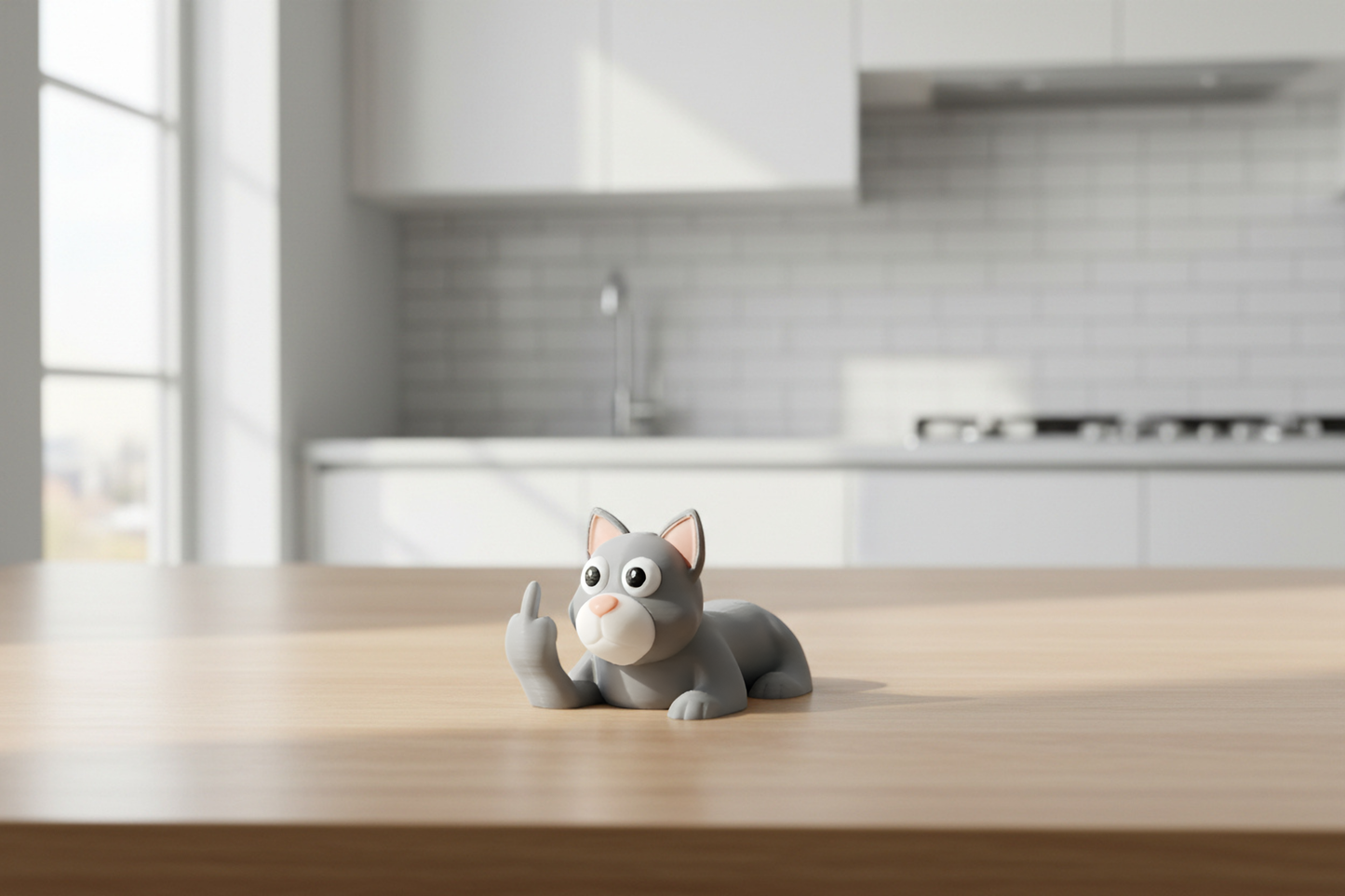 Cat Middle Finger Figurine, Funny Gag Gift