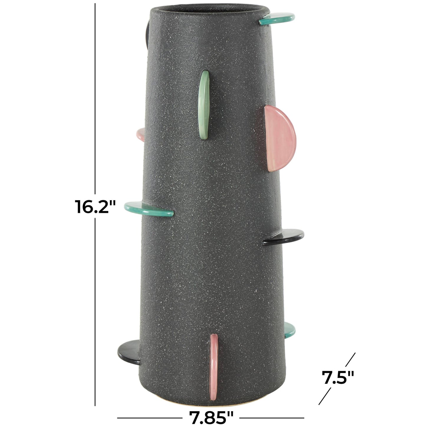 Eclectic Black Ceramic Decorative Vase