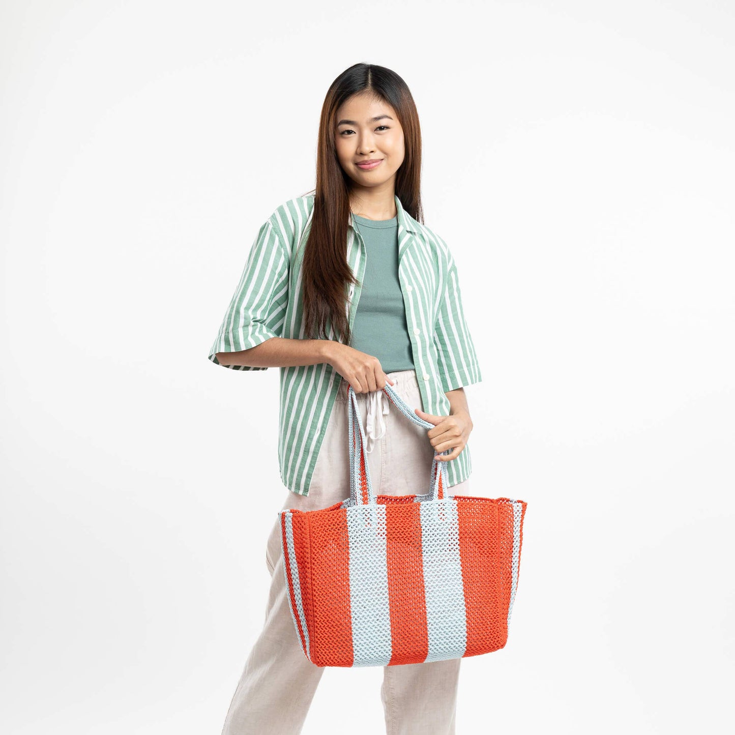 Stripe Raffia Beach Tote