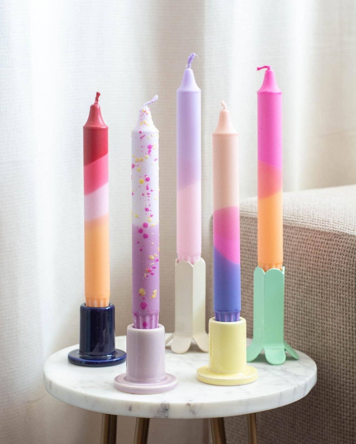 Taper candles- 5 pack/ orange pastel party sunset mix