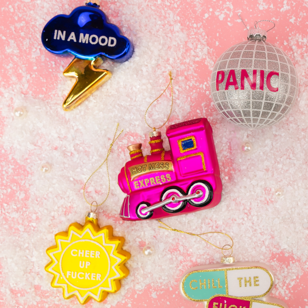 Hot Mess Express - Train Glass Ornament, Funny Holiday Gift