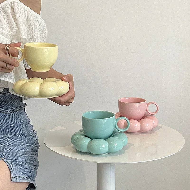 Ceramic Coffee Mug and Cloud Saucer Set
