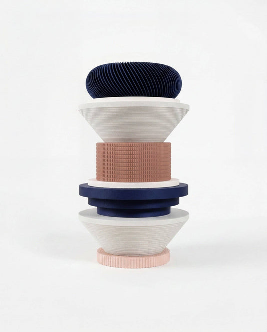 Totem Sculptural Vase - Cobalt Pink White - Statement Decor