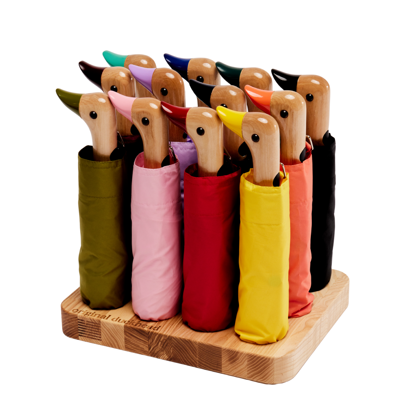12-Slot Wooden Umbrella POS Display Stand
