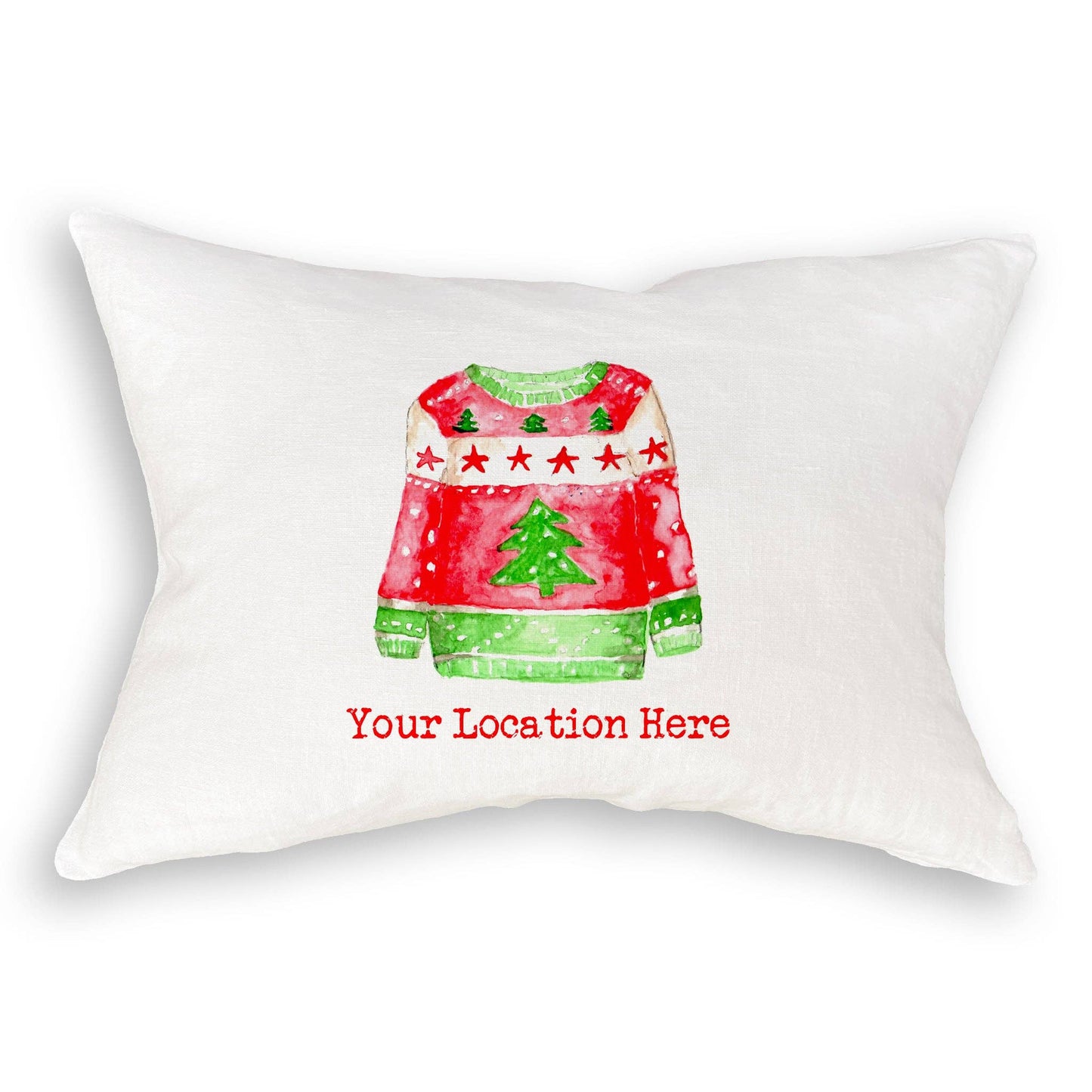 Red and Green Ugly Sweater with Location