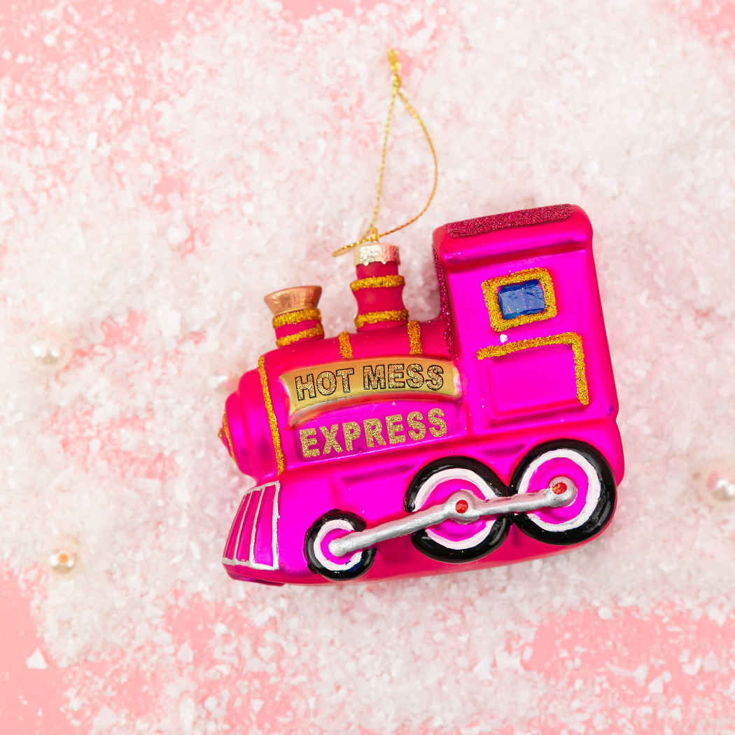 Hot Mess Express - Train Glass Ornament, Funny Holiday Gift
