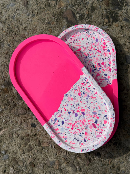 Oval Neon eco resin trinket tray | jewellery dish jesmonite