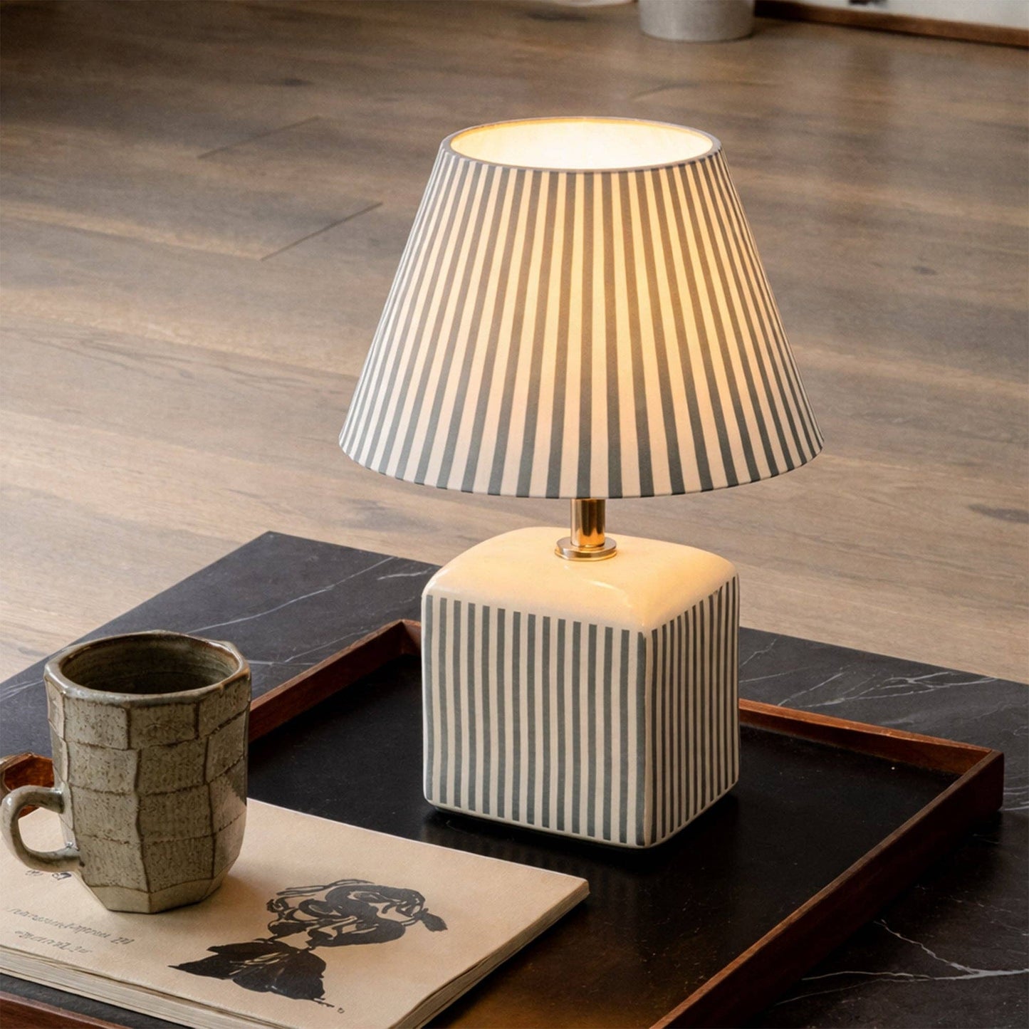 Amaris Ceramic Striped Table Lamp