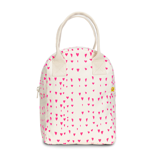 Fluf Tiny Hearts Organic Cotton Zipper Lunch Bag