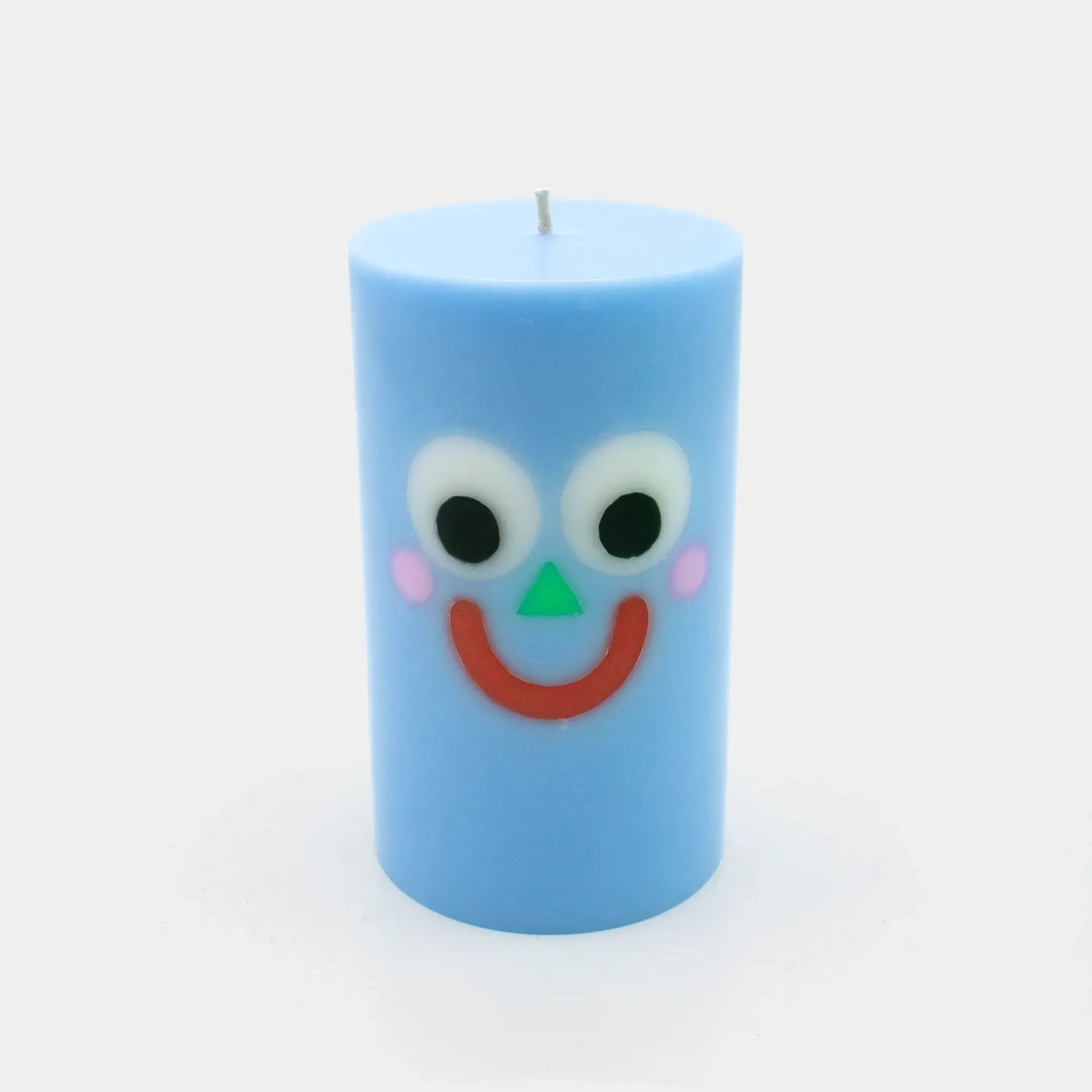 Moodz™ -  Happy Pillar Face Candle, Blue, 50h