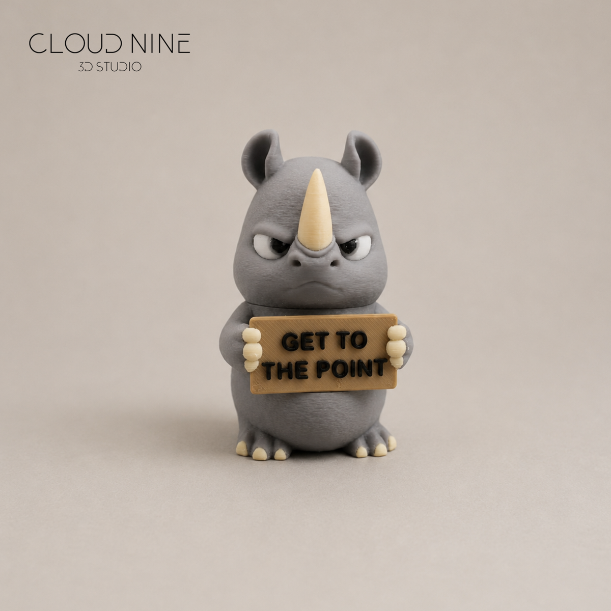 3D Printed Funny Animals with Attitude Desk Decor, Sassy Animals, RHINO