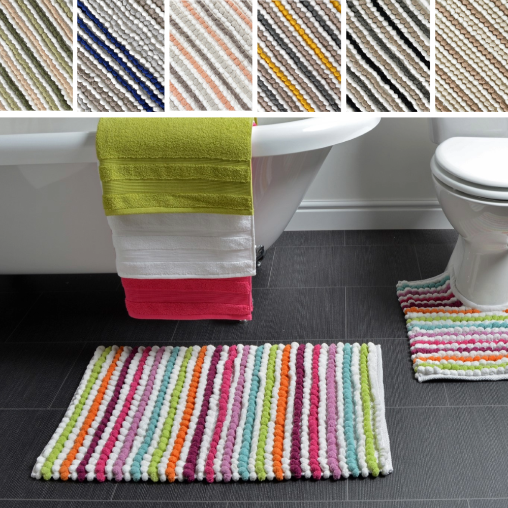 Striped Chunky Bobble Bath Mat - Super Soft & Absorbent