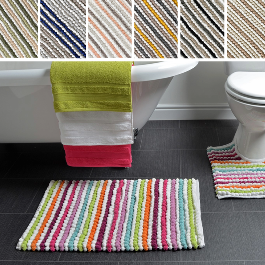 Striped Chunky Bobble Bath Mat - Super Soft & Absorbent
