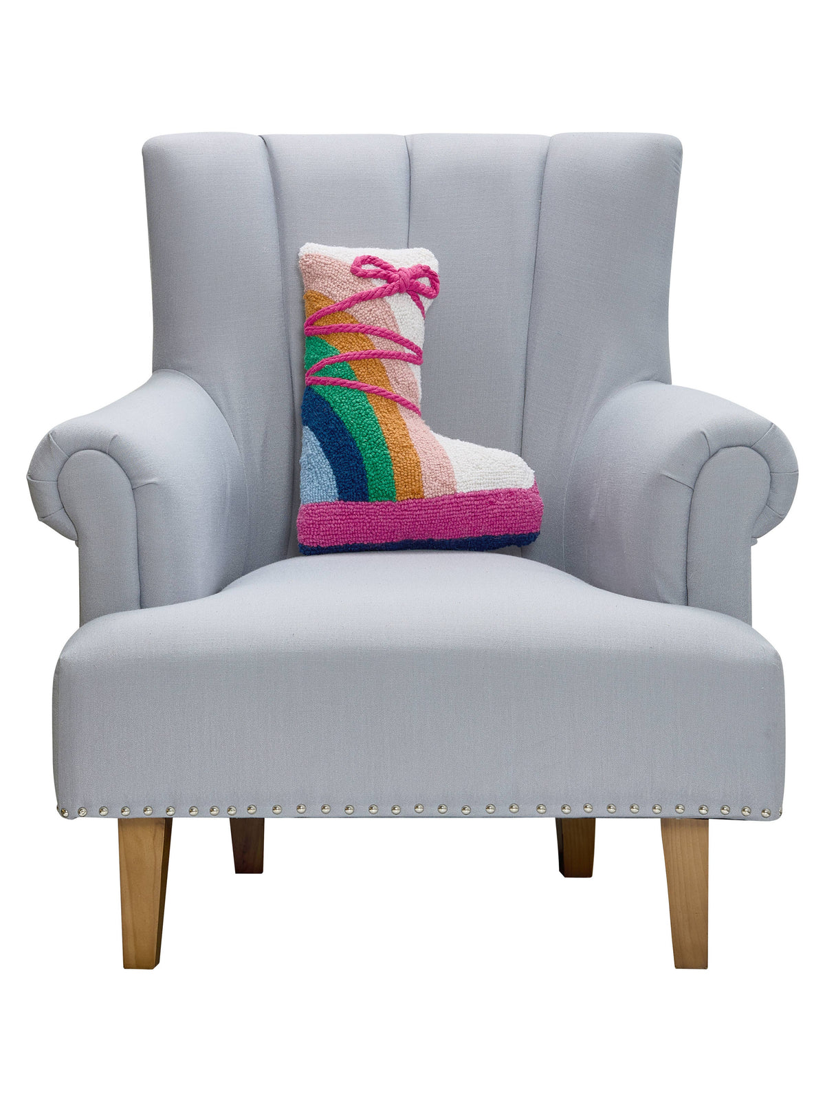 Ski Boot Wool Hooked Throw Pillow | 12 × 16 Inches