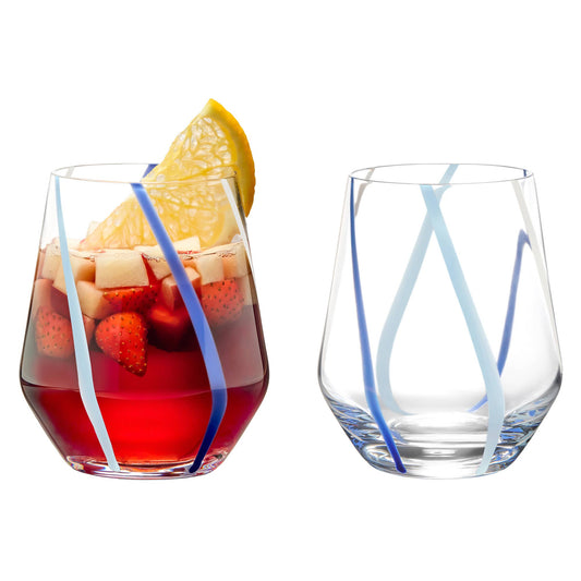 Rio Azure Tumblers, Set of 2 – Handcrafted Rocks Glass