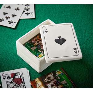 Ace of Spades White Earthenware Lidded Trinket Box