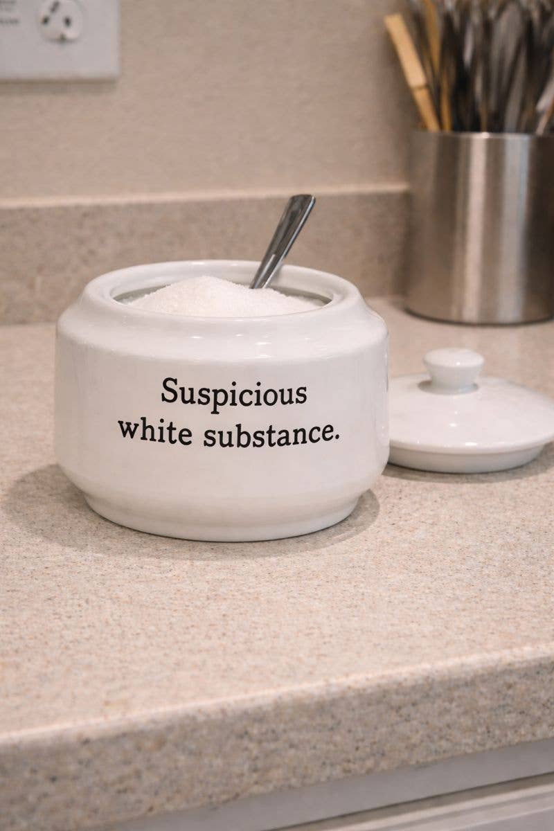 Suspicious White Substance Porcelain Sugar Bowl with Lid