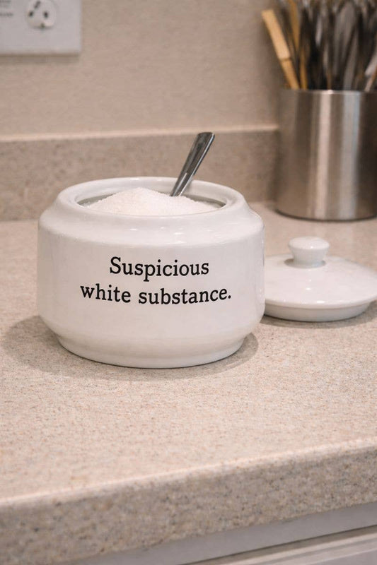 Suspicious White Substance Porcelain Sugar Bowl with Lid