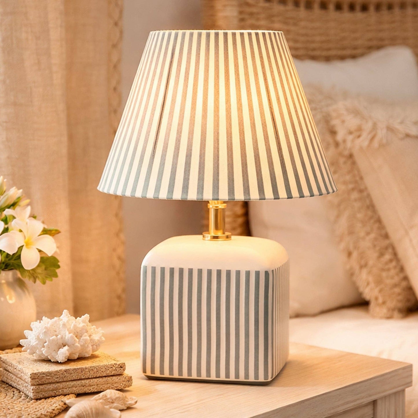 Amaris Ceramic Striped Table Lamp