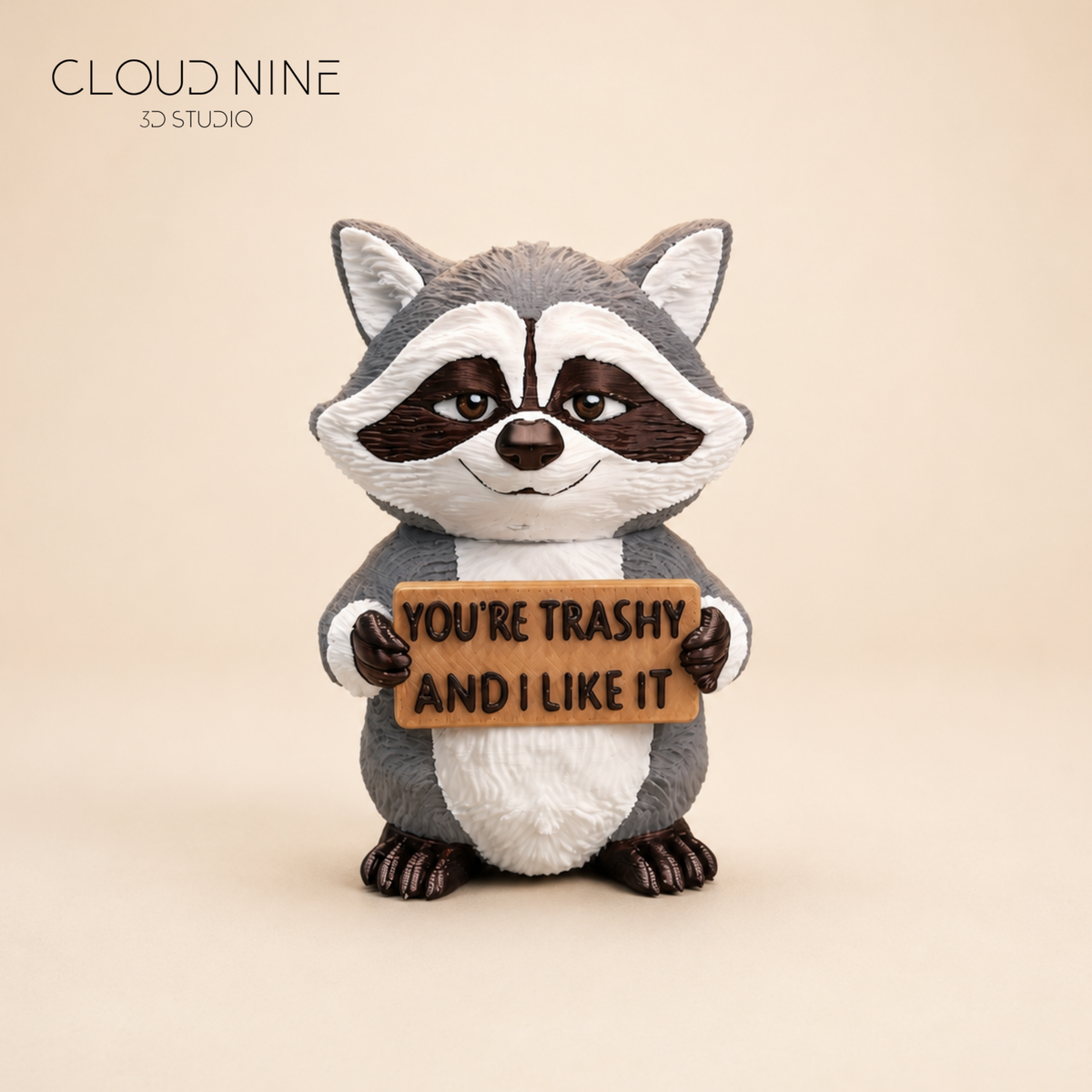 3D Printed Animals with Attitude Desk Decor, Sassy Animals, RACCOON
