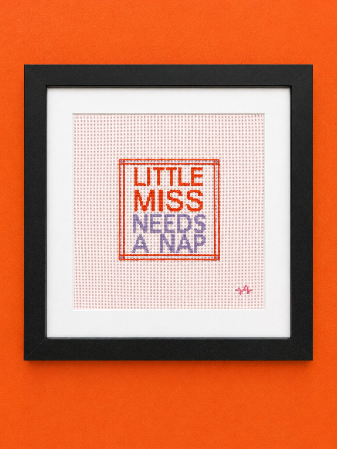 Framed Little Miss Needs A Nap Needlepoint Canvas