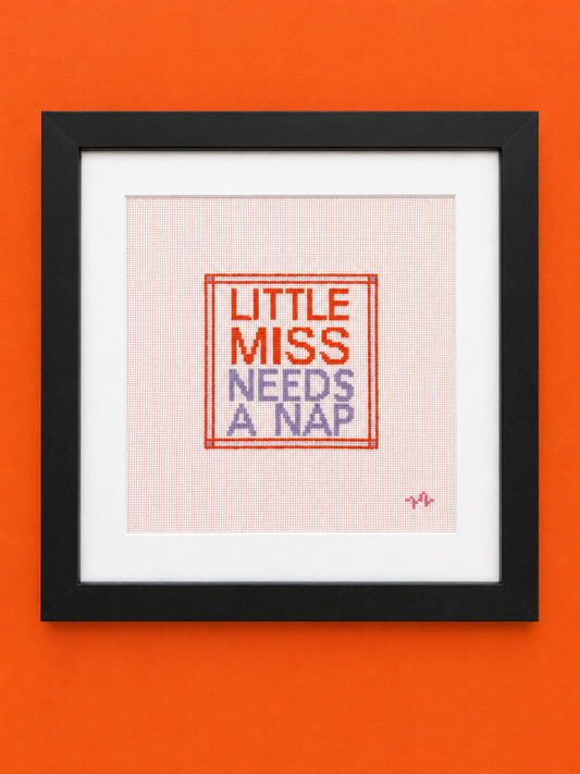 Framed Little Miss Needs A Nap Needlepoint Canvas