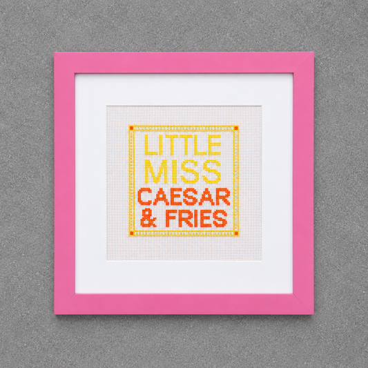 Framed Little Miss Caesar & Fries Needlepoint Canvas