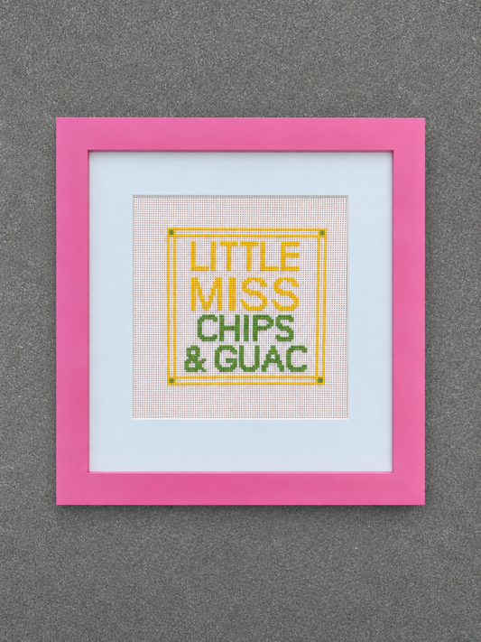 Framed Little Miss Chips & Guac Needlepoint Canvas