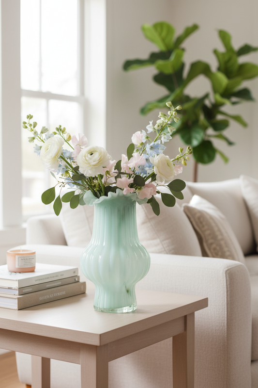 Mint Green Ruffled Vase Home Styled